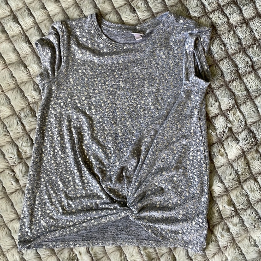 Gray shirt with metallic silver stars